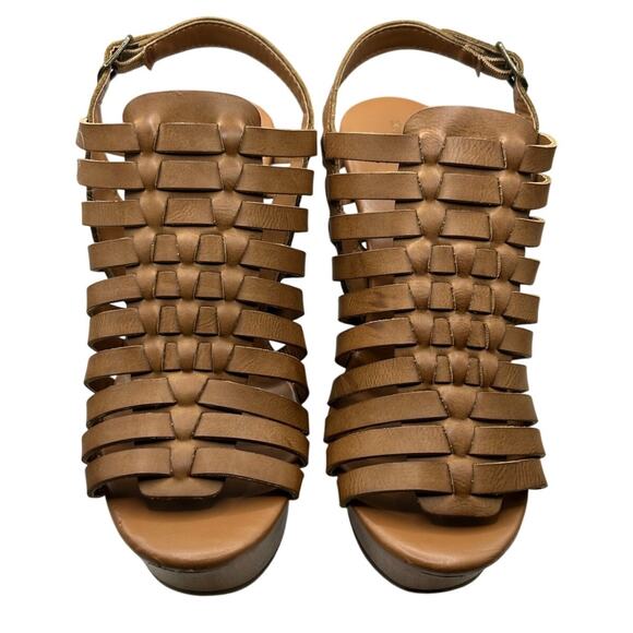 Mossimo Supply Co Brown Platform Wedge Strappy Sandals, Size 8 - Picture 1 of 9
